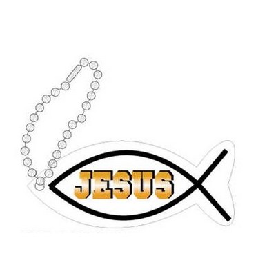 Jesus Fish Promotional Key Chain w/ Black Back (4 Square Inch)