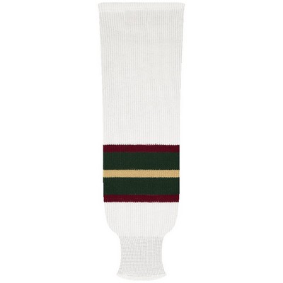 Minnesota Pro Series White & Red Home Socks w/Green & Gold Stripes