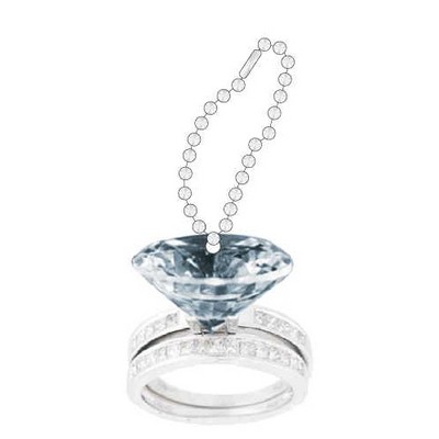 Diamond Ring Promotional Key Chain w/ Black Back (10 Square Inch)