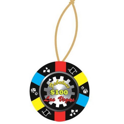 Las Vegas $100 Poker Chip Ornament w/ Clear Mirrored Back (2 Square Inch)