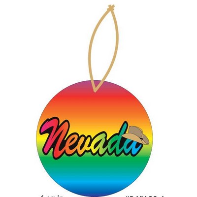 Nevada w/ Cowboy Hat Promotional Ornament w/ Black Back (3 Square Inch)