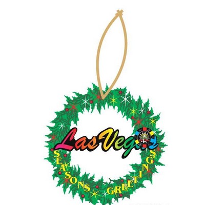 Vegas w/ Poker Chip Promotional Wreath Ornament w/ Black Back (3")