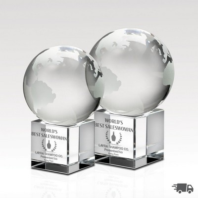 Crystal Globe On Cube 4-5/8"H