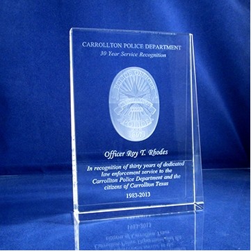 Optical Crystal Horizontal Wedge Plaque (8"x6"x2")