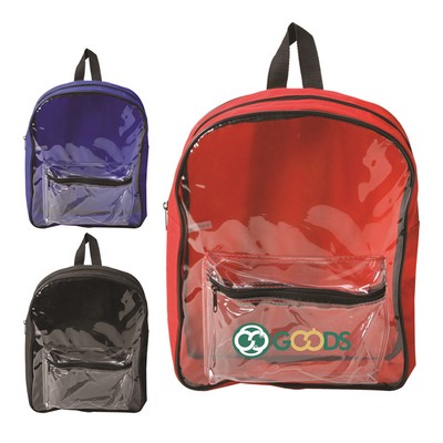 Transparent PVC Backpack with Front Pocket & Adjustable Straps
