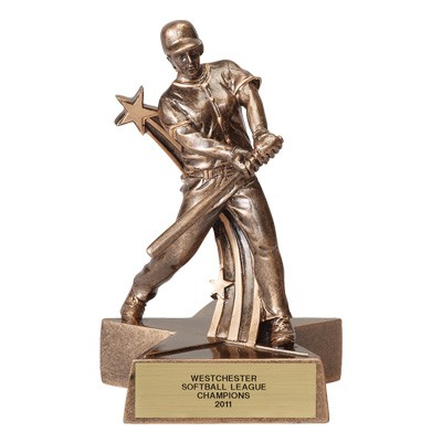 6 ¼" Resin Softball Trophy w/Female Player & Shooting Star