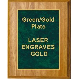 Oak Plaque 7" x 9" - Marbleized Green/Gold 5" x 7" Plate