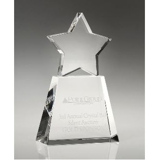 Large Clear Optical Crystal Star on Clear Base