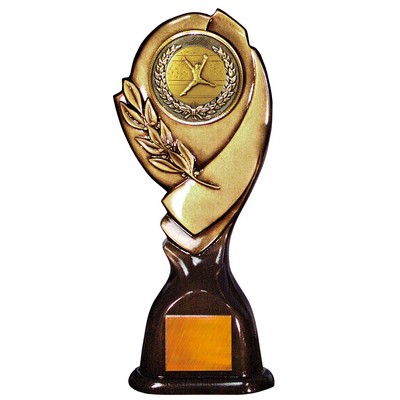Stock 15" Classic Trophy with 2" Gymnastics Female Coin and Engraving Plate
