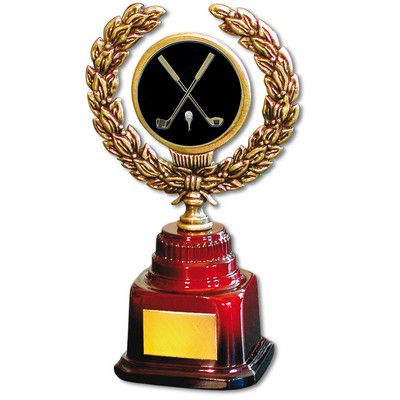 Stock 7" Trophy with 2" Golf Coin and Engraving Plate