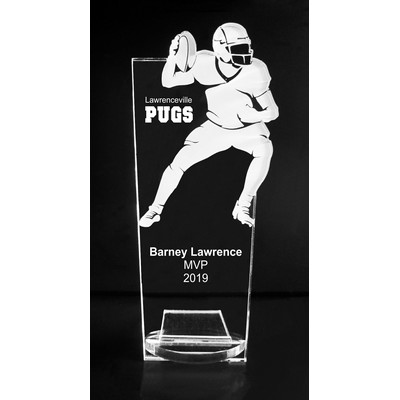 VALUE LINE! Acrylic Engraved Award - 8" Football Quarterback with Key Stand