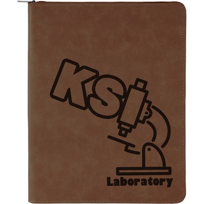 Portfolio - Dark Brown/Engraves Black, Leatherette - 9-1/2" x 12"
