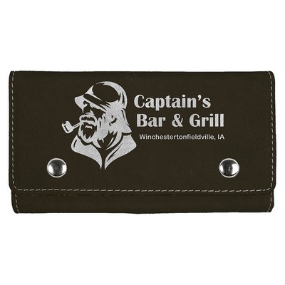 Black/Silver Leatherette Card & Dice Set