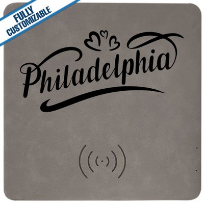 Gray Leatherette - 8X8" Wireless Phone Charging Mat