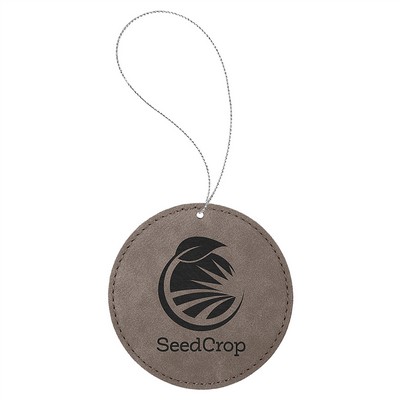 Gray Laserable Leatherette Round Ornament, 3-3/4"x3-3/4"