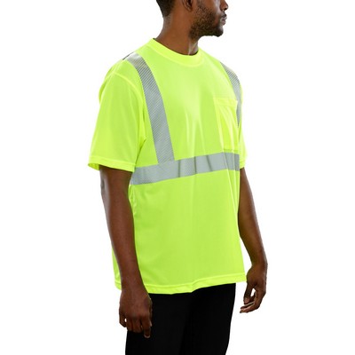 Reflective Apparel™ Micro-Mesh Short Sleeve Safety Shirt w/Pocket Fluorescent Yellow-Green