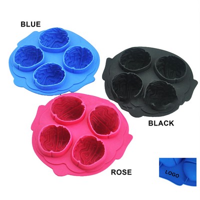 Custom Logo Silicone Brain Ice Mold Tray — 4 Cavity