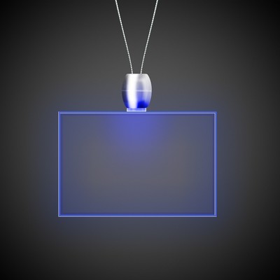 24" Blue Rectangle Light-Up Pendant Necklace(Laser Engraved)