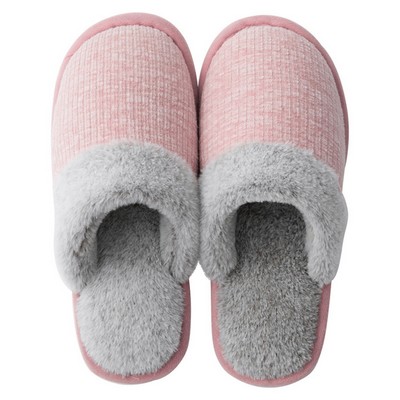 Winter Warm Cotton Knitted Slipper With Anti-Slip Sole And Insulated Plush