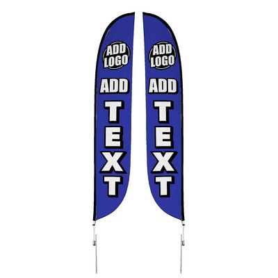 Custom Double Sided 14' Feather Flag w/ Ground Spike Pole Set