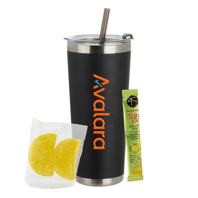 20 Oz. Dual Walled Vacuum Sealed Tumbler w/Straw Gift Set (4C® Sugar Free Tea & More)