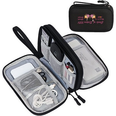 Electronic Organizer, Travel Cable Organizer Bag Pouch , Carry Case Double Layers Medium Size,