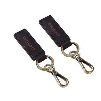 Debossed Vintage Full Grain Leather Custom Car Keychain