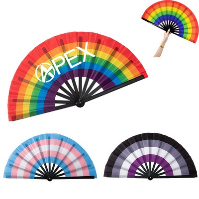 Large Bamboo Clack Fan With Water-Resistant Nylon Fabric