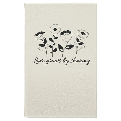 5 1/4" x 8 1/4" White Leatherette Journal with Lined Notepad