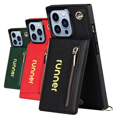 Crossbody Lanyard Leather Phone Wallet Case for iPhone 11/12/13