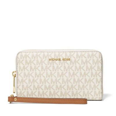 Michael Kors® Vanilla Large Logo Leather Wristlet Purse