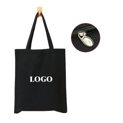 Natural Canvas Zipper Tote Bag