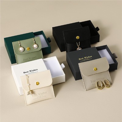 3.5" Drawer Gift Box Boutique Packaging Gift Box with PU Jewelry Pouch Display Kraft Box