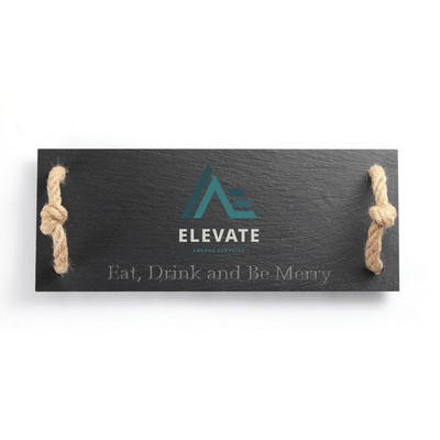 Rectangular Slate Stone Serving Tray w/Jute Rope Handle