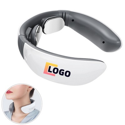 White Electric Neck Massager with Magnetic Electrode Pads