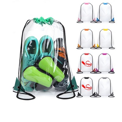 Clear Vinyl Drawstring Backpack With Reinforced Corners