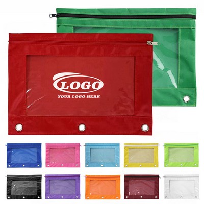 3-Ring Pen Pencil Pouch with Clear Window