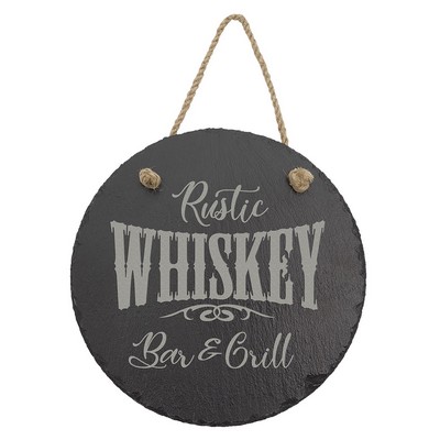 7 3/4" Round Slate Decor with Hanger String