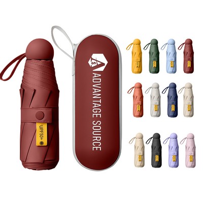 Mini Folding UV Umbrella with Case