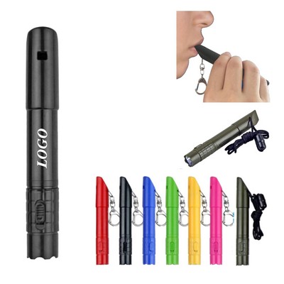 Whistle Lanyard with LED Light Pen Flashlight