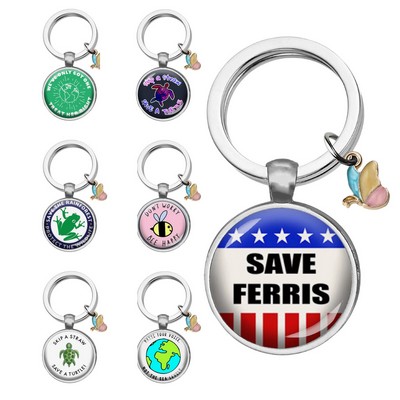Round Metal Color Keychain