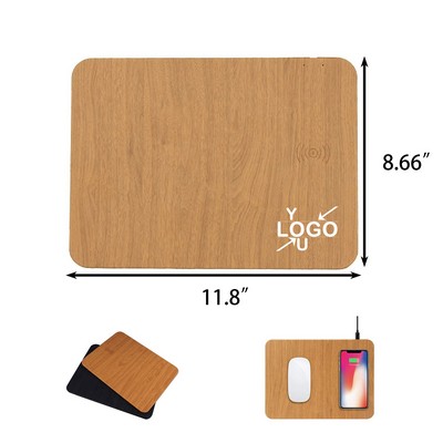 Wood Texture Wireless Charging Mouse Pad