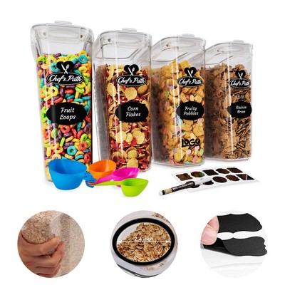 4 Pack 4L Airtight Plastic Food Storage Container Set