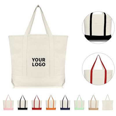 Recycled Canvas Tote Bag With Zipper Pocket