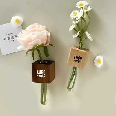 Mini Wooden 3D Magnetic Fridge Flower Tube Vase