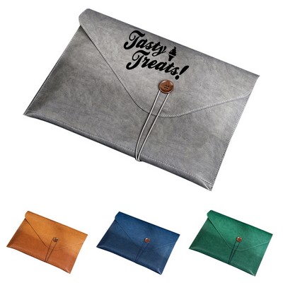 Leather A4 Document Button Pouch Folder