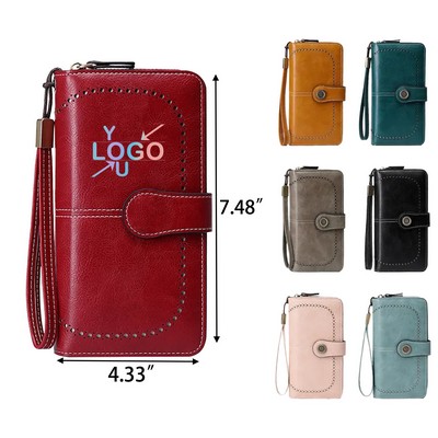 Vintage Cowhide Wallet for Women in Waxed Finish