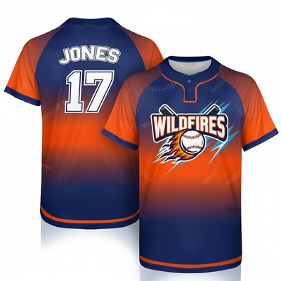 Custom 2-Button Dye-Sub Baseball Jersey
