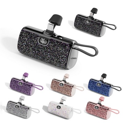 Mini 5000mAh Portable Emergency Charger Power Bank with Resin diamond decoration