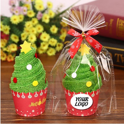 Foldable Christmas Tree Cotton Towel Gift